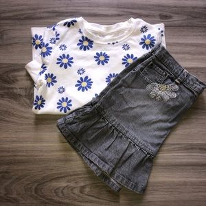 Gymboree girl matching blue and white flower set